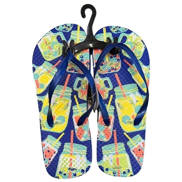 New “Cocktails” Summer Rubber Flip Flops, Size S 5/6 - Picture 1 of 4
